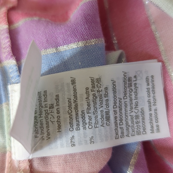 J. Crew Metallic Pastel Striped Rainbow Peasant Top S - Picture 15 of 16